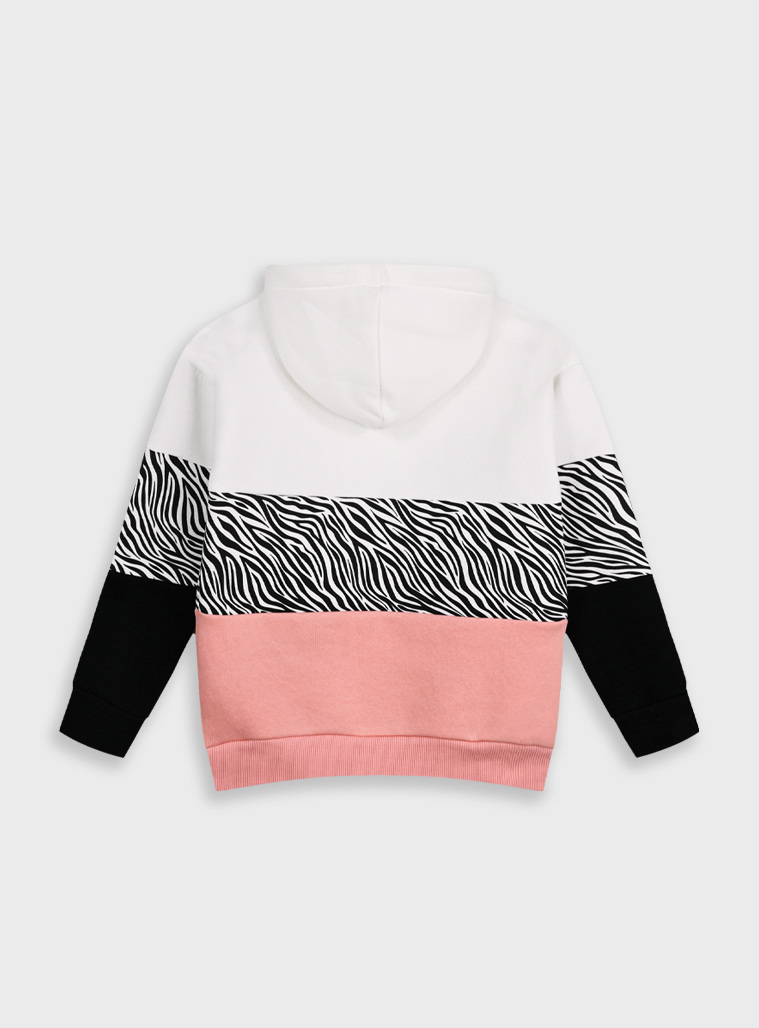 Fleece hoodie with print | PAPAYA