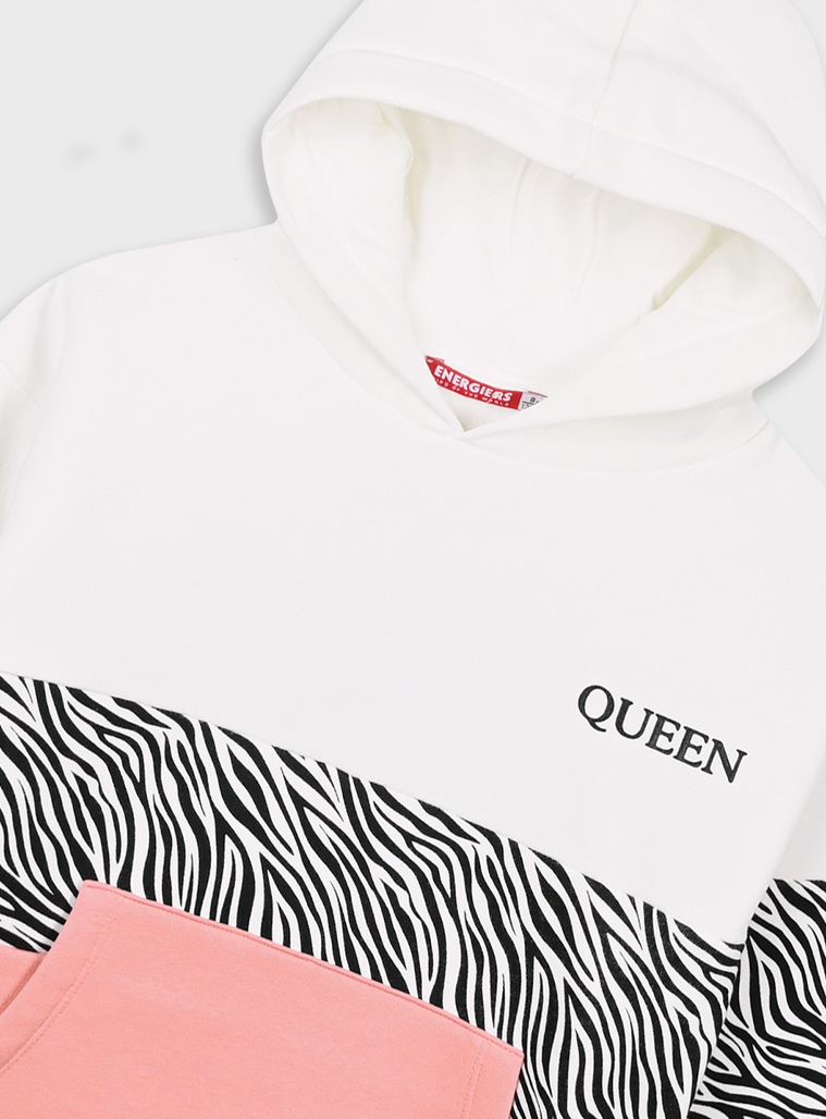 Fleece hoodie with print | PAPAYA