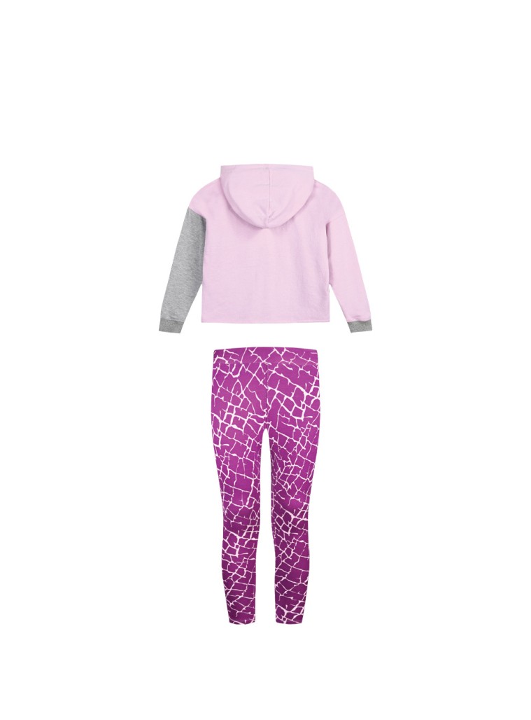 Σετ τρίχρωμη φούτερ μπλούζα με κουκούλα με μακρύ κολάν για κορίτσι | ΜΩΒΕ