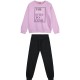 Girl΄s fleece set with blouse with print and sweatpants with elastic waistband, Eco Friendly | BLACK