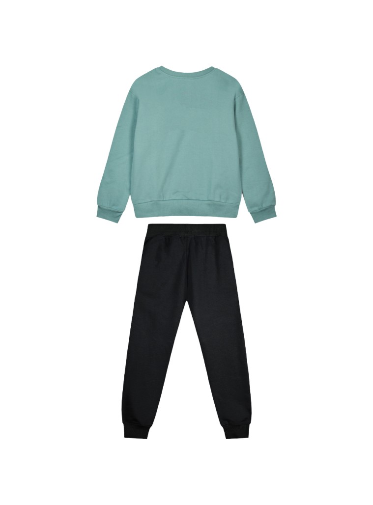 Girl΄s fleece set with blouse with print and sweatpants with elastic waistband, Eco Friendly | BLACK Girl΄s fleece set with blouse with print and sweatpants with elastic waistband, Eco Friendly | BLACK