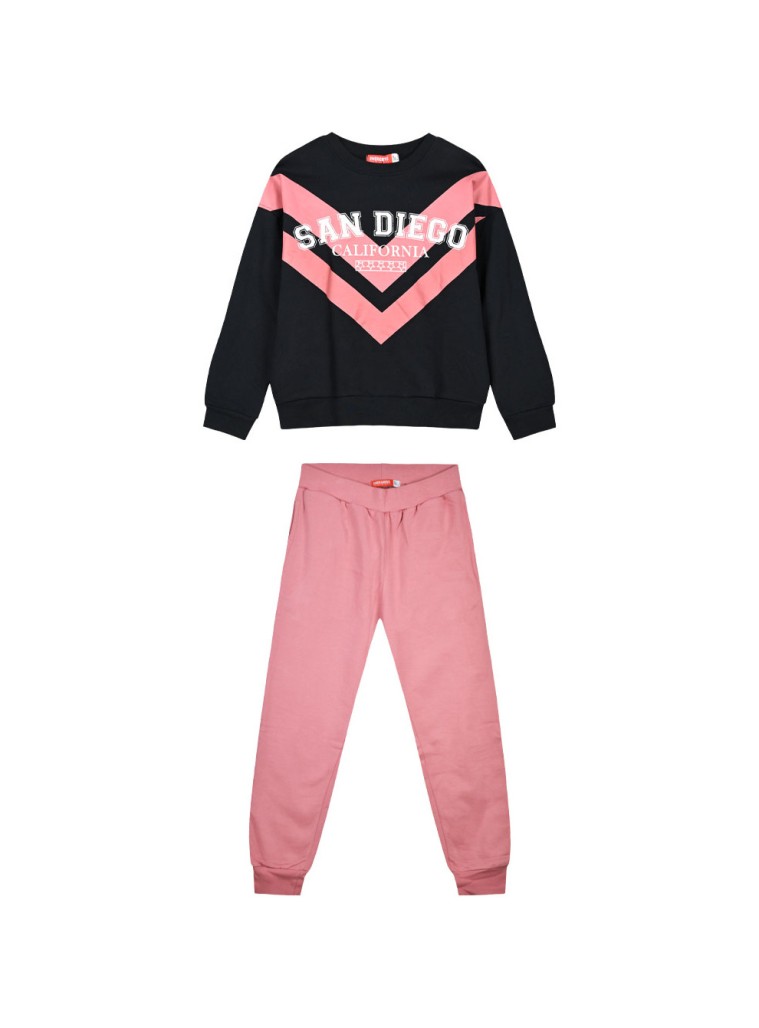 Girl΄s fleece set with blouse with print and sweatpants with elastic waistband ,Eco Friendly | FRAISE