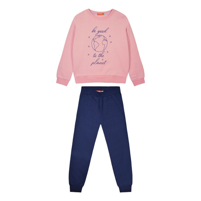 Girl΄s fleece set with blouse with print and sweatpants with elastic waistband, Eco Friendly | INDIGO