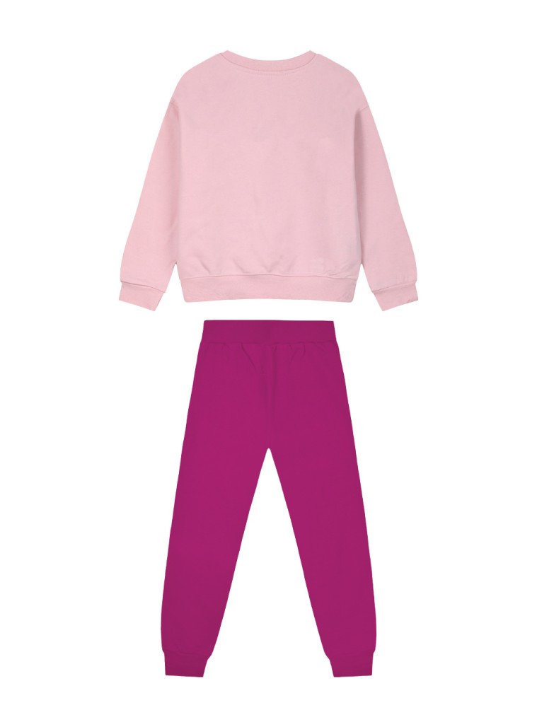 Girl΄s fleece set with blouse with print and sweatpants with elastic waistband | DAHLIA