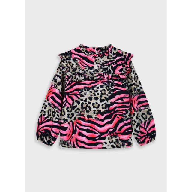 Animal print blouse for girls | MAGENTA