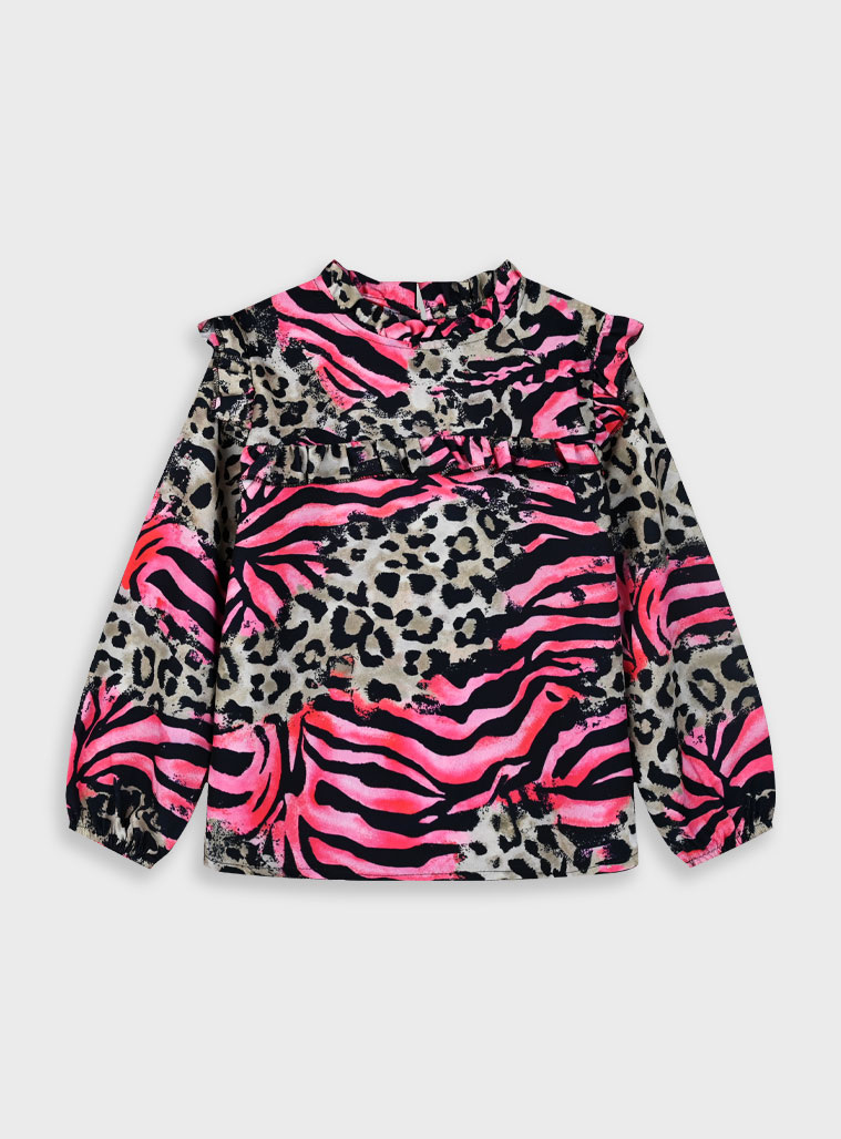 Animal print blouse for girls | MAGENTA