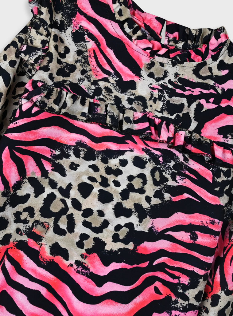 Animal print blouse for girls | MAGENTA