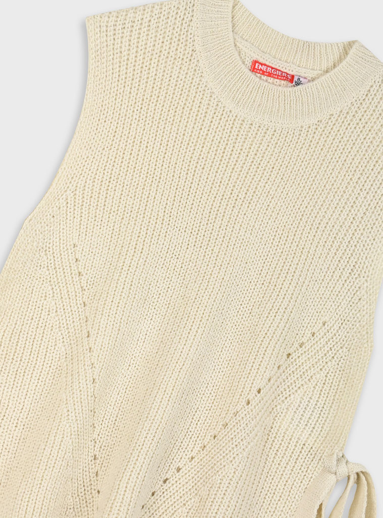 Sleeveless poncho sweater for girls | CREAM