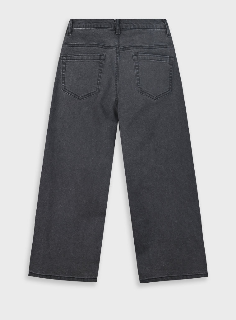 Wide leg jeans for girls | BLACK DENIM
