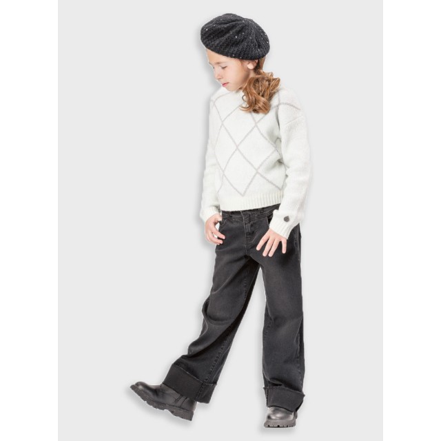 Wide leg jeans for girls | BLACK DENIM