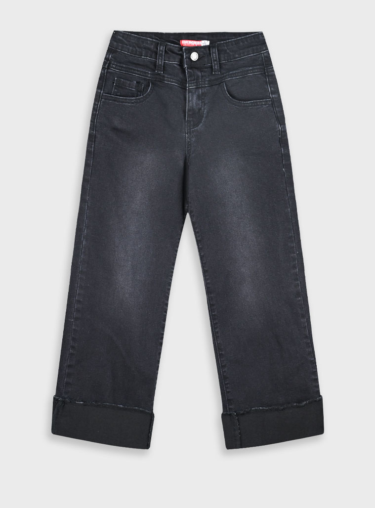 Wide leg jeans for girls | BLACK DENIM