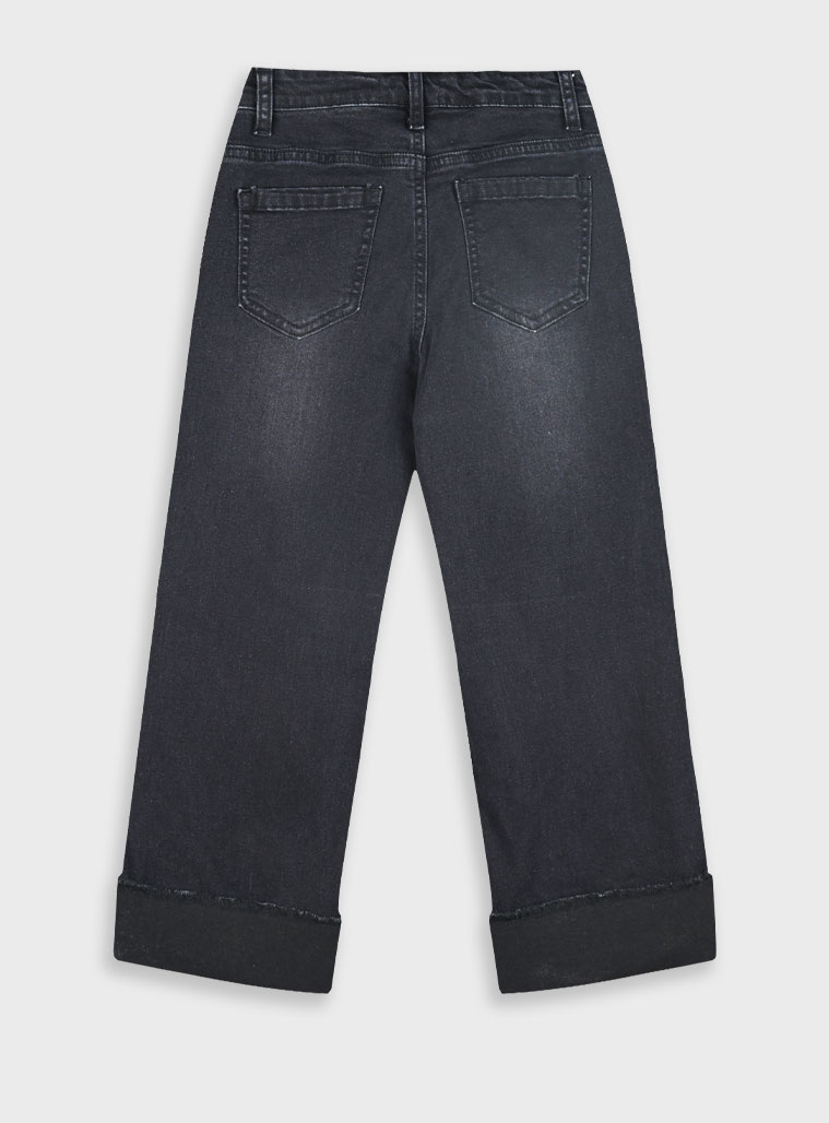 Wide leg jeans for girls | BLACK DENIM