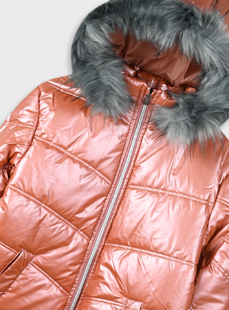 Metallic coat for girls | DUSTY PINK