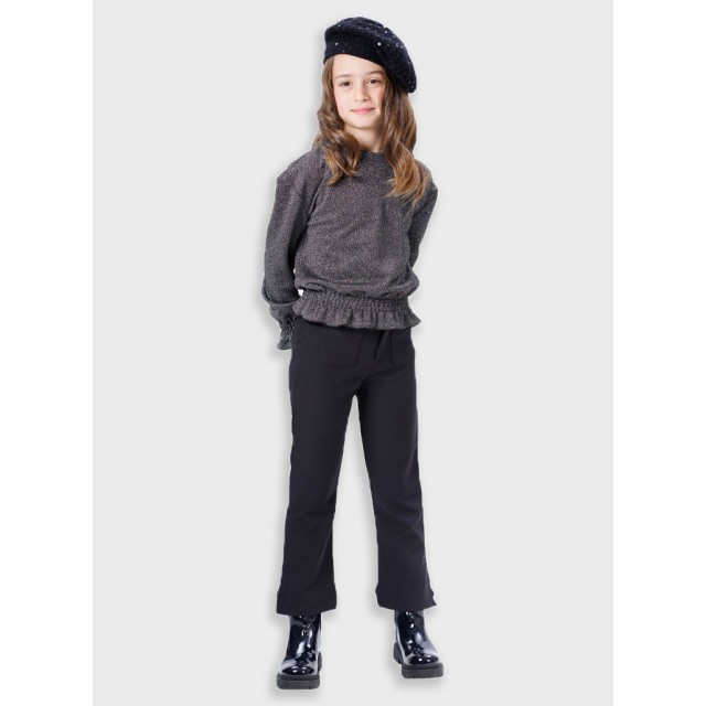 Pants with two pockets on front for girls | BLACK Pants with two pockets on front for girls | BLACK