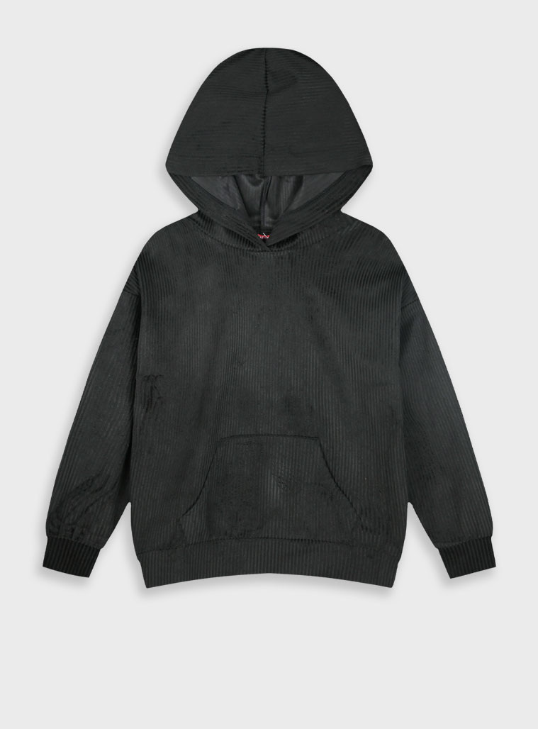 Ribbed hoodie for girls | BLACK Ribbed hoodie for girls | BLACK