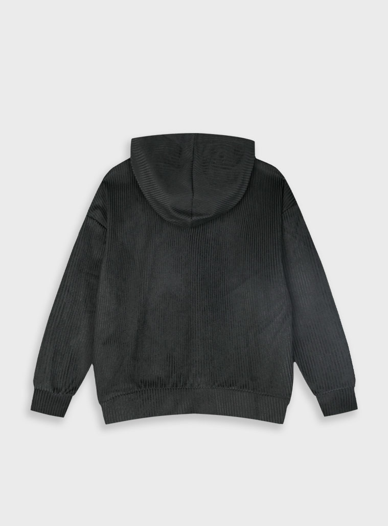 Ribbed hoodie for girls | BLACK