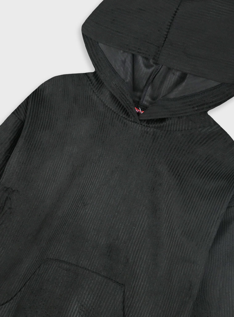 Ribbed hoodie for girls | BLACK