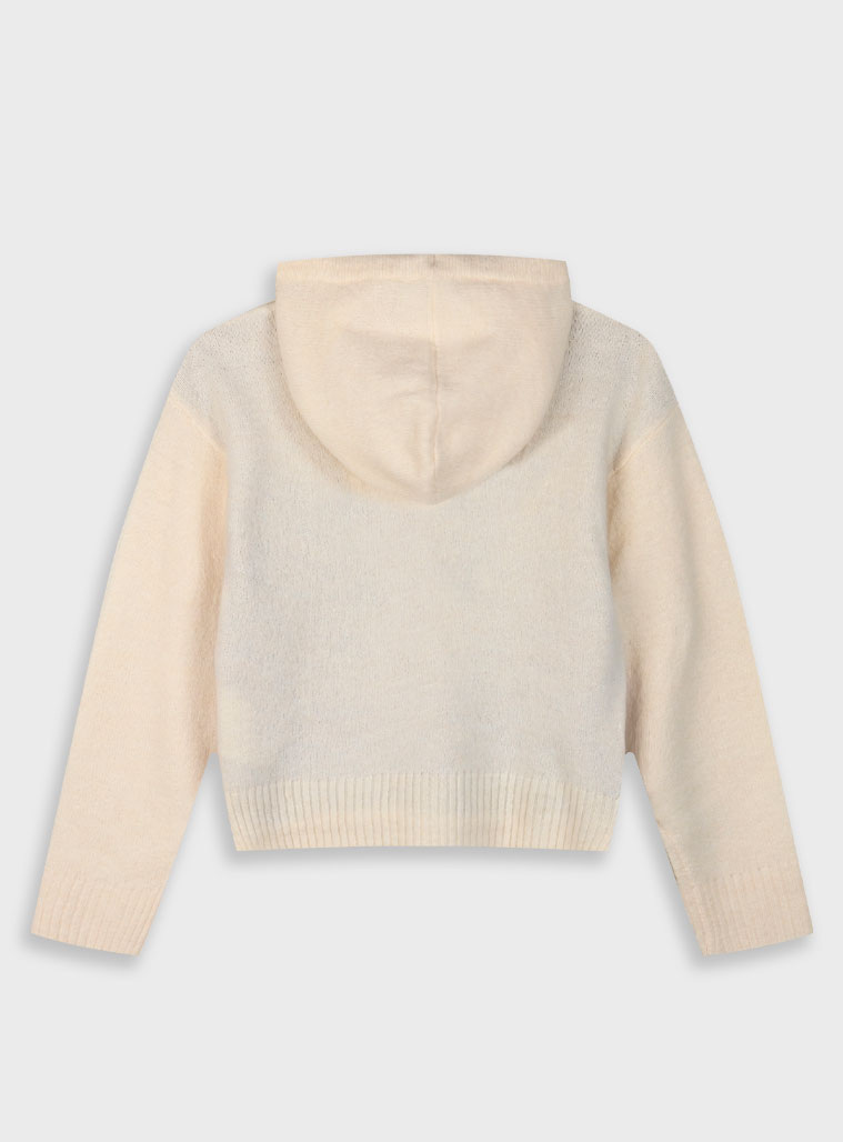 Knit pullover with hood for girls | MAGENTA Knit pullover with hood for girls | MAGENTA