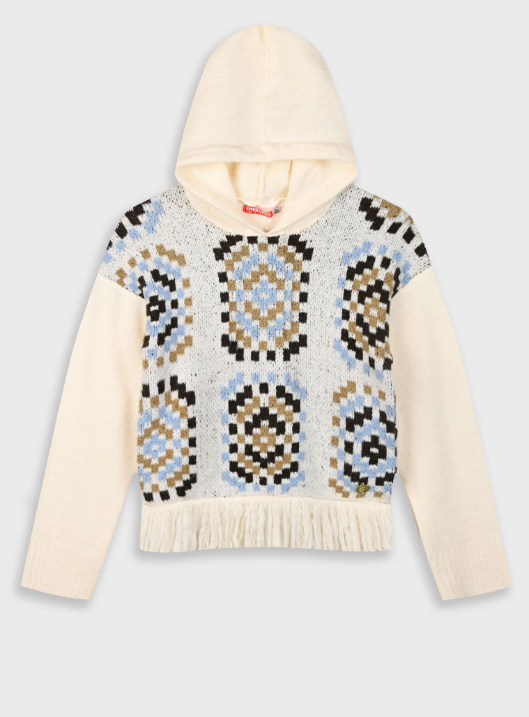 Πλεκτό πουλόβερ με κουκούλα για κορίτσι | ΑΚΟΥΑ Πλεκτό πουλόβερ με κουκούλα για κορίτσι | ΑΚΟΥΑ