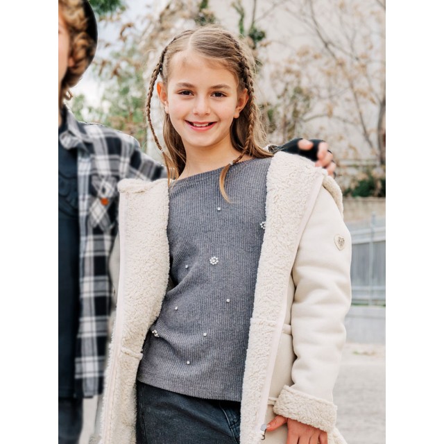 Faux sheepskin coat for girls | VANILLA