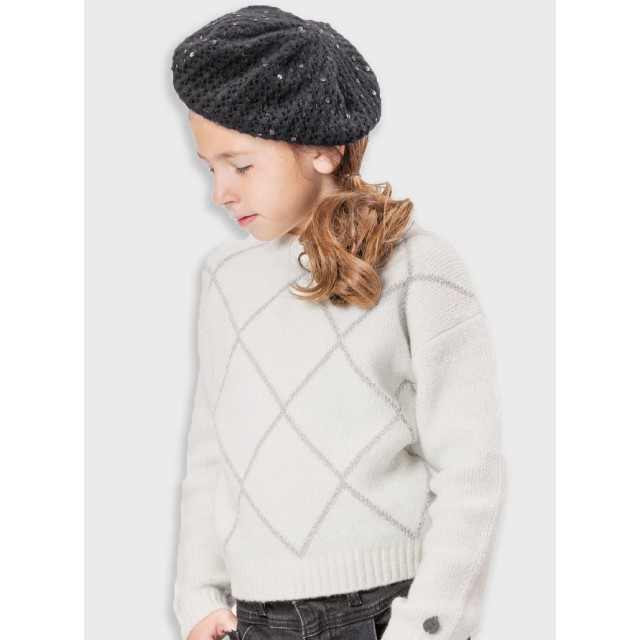 Knit sweater with lurex for girls | ECRU Knit sweater with lurex for girls | ECRU