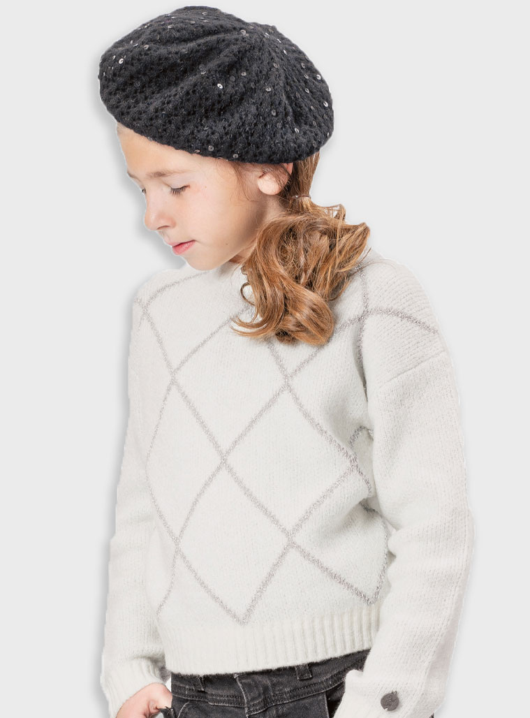 Knit sweater with lurex for girls | ECRU