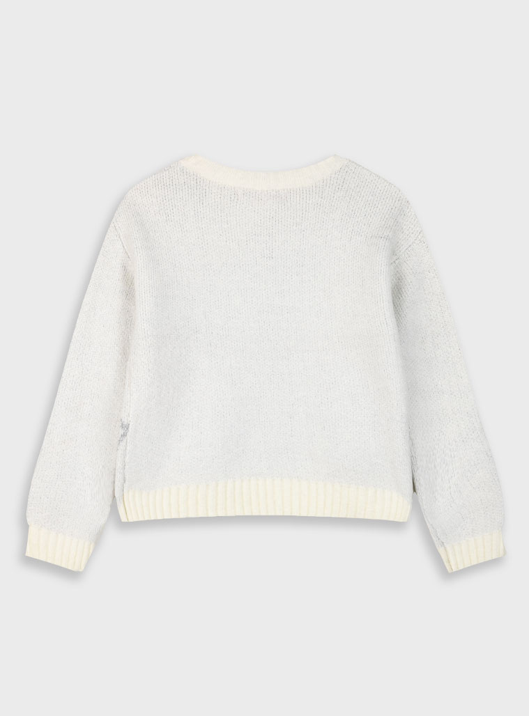 Knit sweater with lurex for girls | ECRU Knit sweater with lurex for girls | ECRU