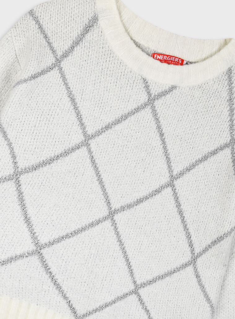 Knit sweater with lurex for girls | ECRU Knit sweater with lurex for girls | ECRU