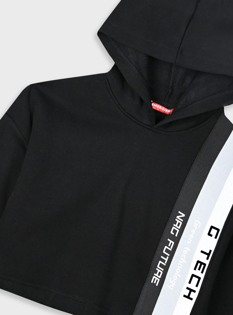 Fleece set with hoodie and sweatpants for girls | BLACK Fleece set with hoodie and sweatpants for girls | BLACK