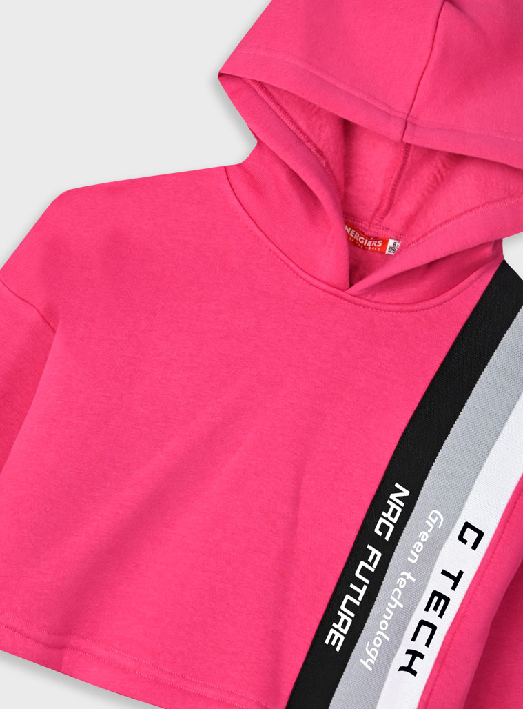 Fleece set with hoodie and sweatpants for girls | MAGENTA