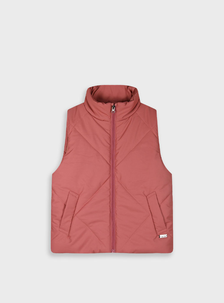 Sleeveless vest jacket for girls | PEARL PINK