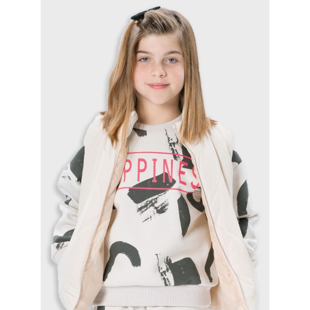Sleeveless vest jacket for girls | CREAM