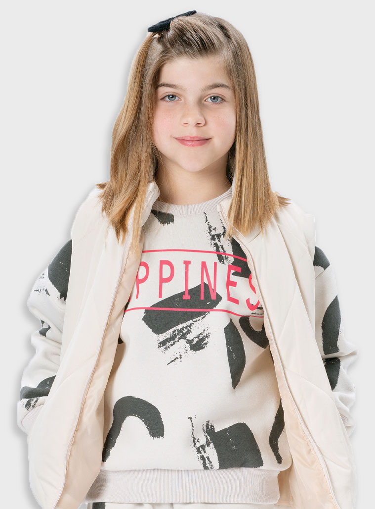 Sleeveless vest jacket for girls | CREAM