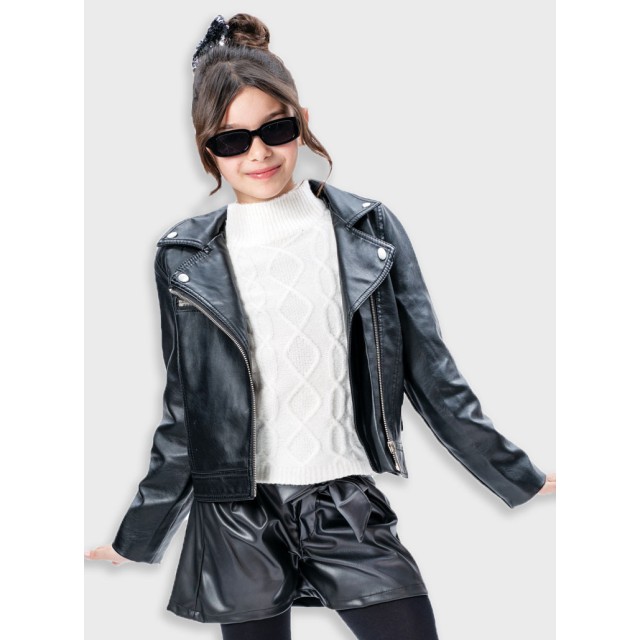 Imitation leather shorts for girls | BLACK Imitation leather shorts for girls | BLACK