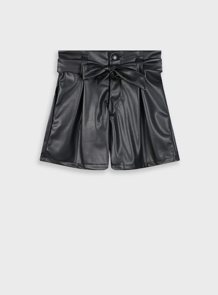 Imitation leather shorts for girls | BLACK Imitation leather shorts for girls | BLACK