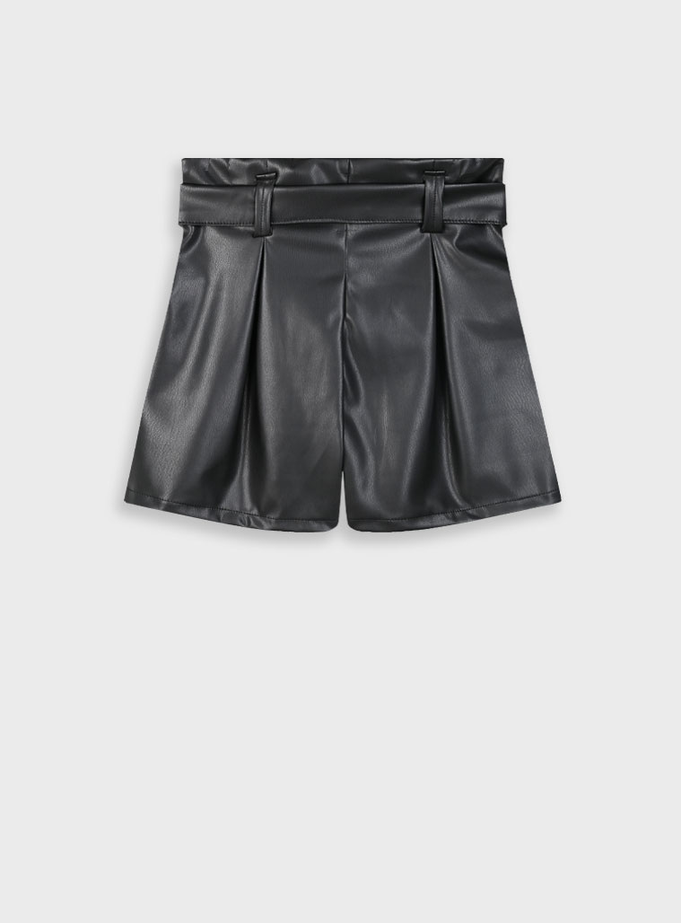 Imitation leather shorts for girls | BLACK Imitation leather shorts for girls | BLACK