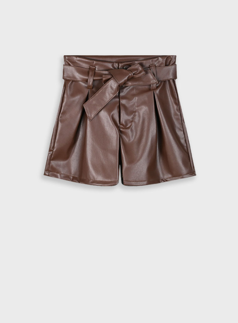 Imitation leather shorts for girls | BROWN Imitation leather shorts for girls | BROWN