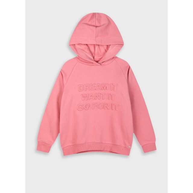 Fleece hoodie with embossed print for girls | PEARL PINK Fleece hoodie with embossed print for girls | PEARL PINK