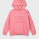 Fleece hoodie with embossed print for girls | PEARL PINK Fleece hoodie with embossed print for girls | PEARL PINK