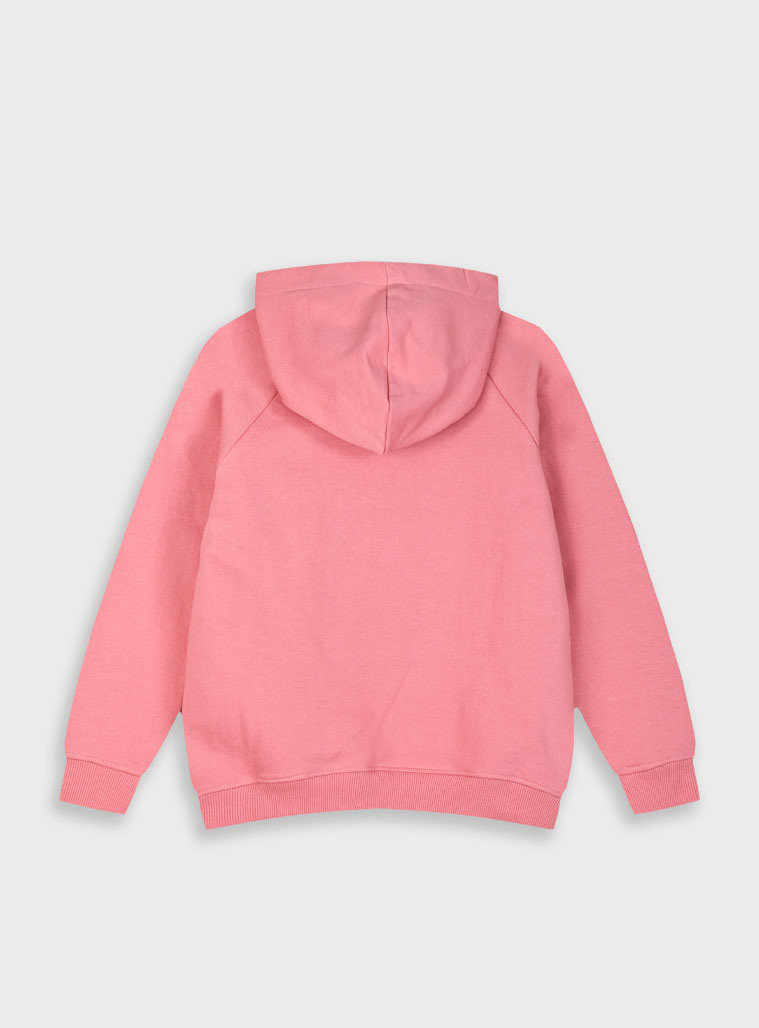 Fleece hoodie with embossed print for girls | PEARL PINK Fleece hoodie with embossed print for girls | PEARL PINK