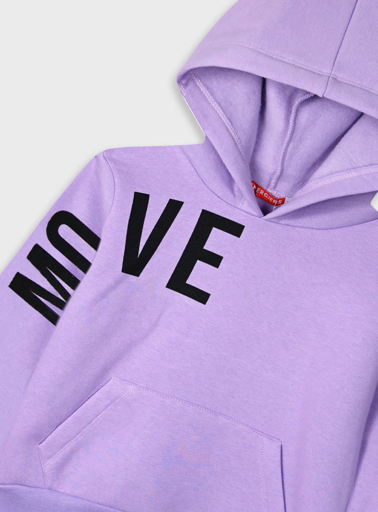 Fleece tracksuit set with print for girls | LILAC Fleece tracksuit set with print for girls | LILAC