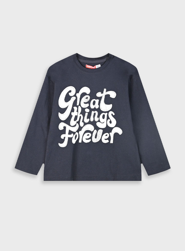 Jersey shirt with print for girls | ANTHRACITE