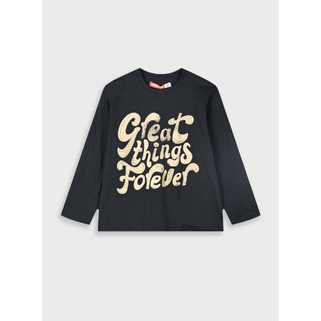 Jersey shirt with print for girls | BLACK Jersey shirt with print for girls | BLACK