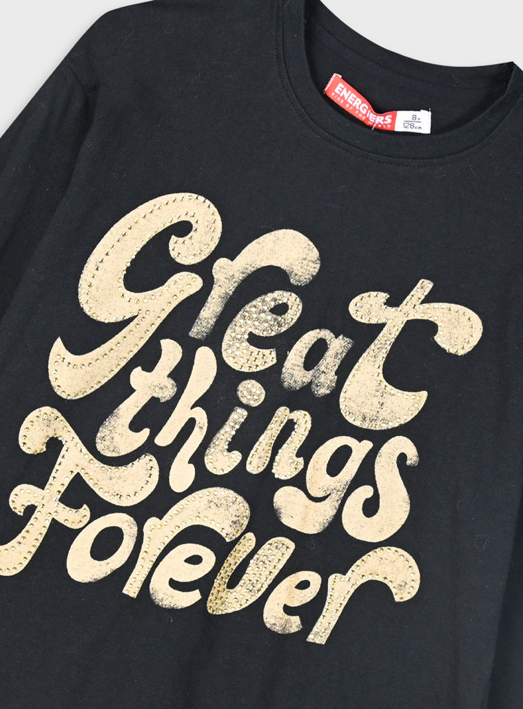 Jersey shirt with print for girls | BLACK