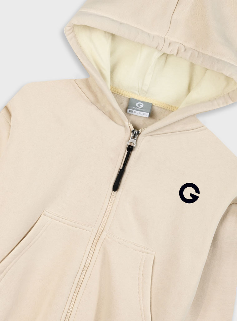 Fleece tracksuit set with print for girls | CREAM