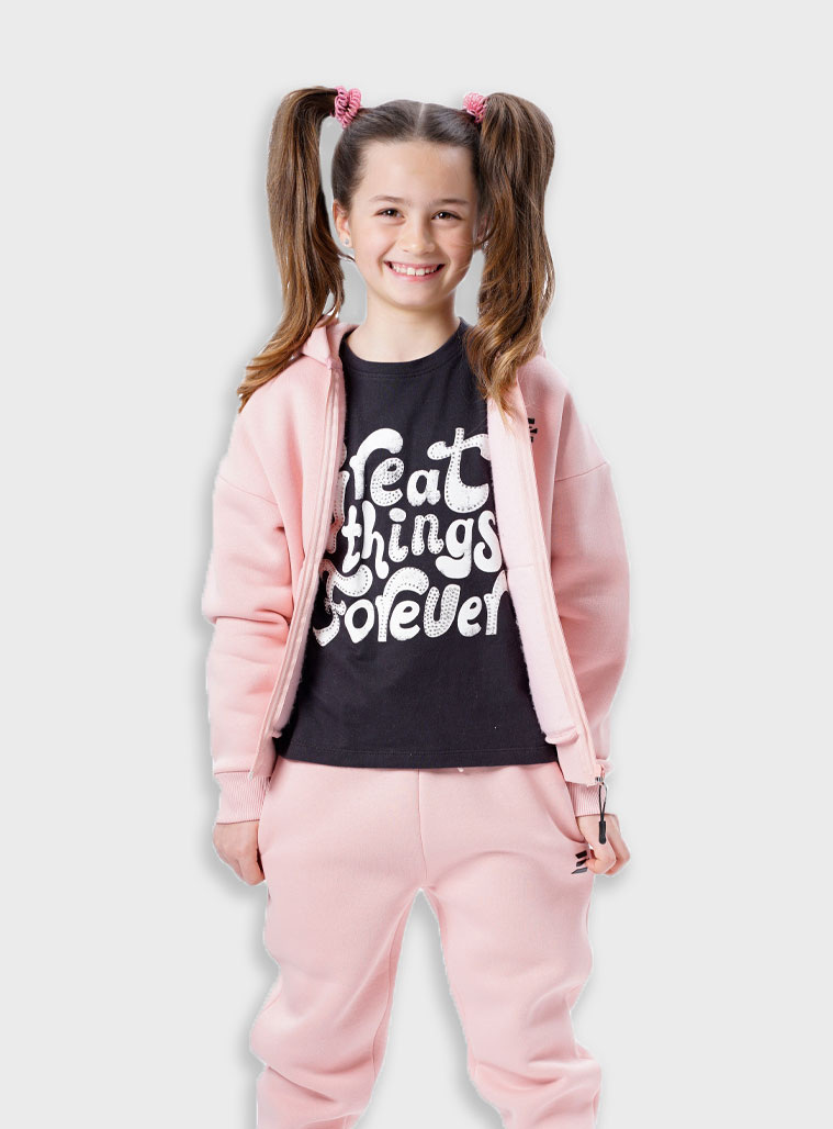 Σετ φούτερ φόρμα με τύπωμα για κορίτσι | ΣΚΟΝΙΣΜΕΝΟ ΡΟΖ Σετ φούτερ φόρμα με τύπωμα για κορίτσι | ΣΚΟΝΙΣΜΕΝΟ ΡΟΖ