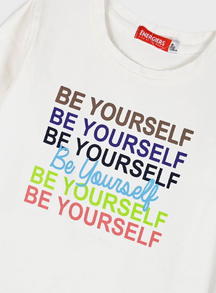 Jersey shirt with print for girls | ECRU