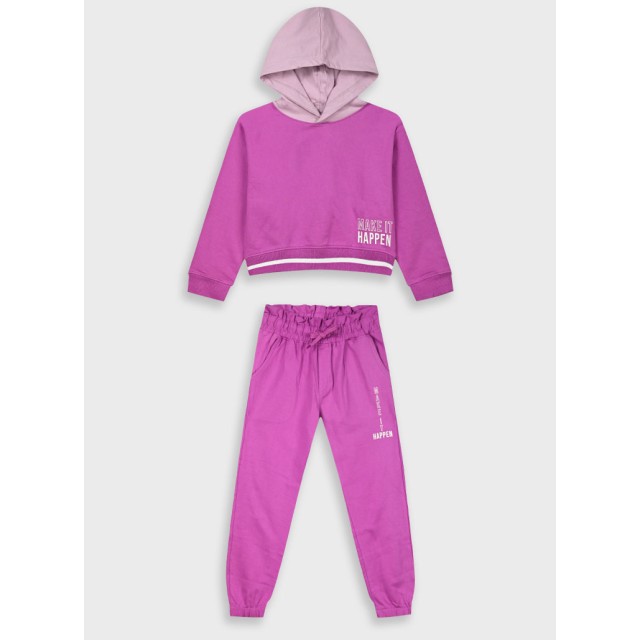 Fleece tracksuit set with print for girls | DAHLIA Fleece tracksuit set with print for girls | DAHLIA