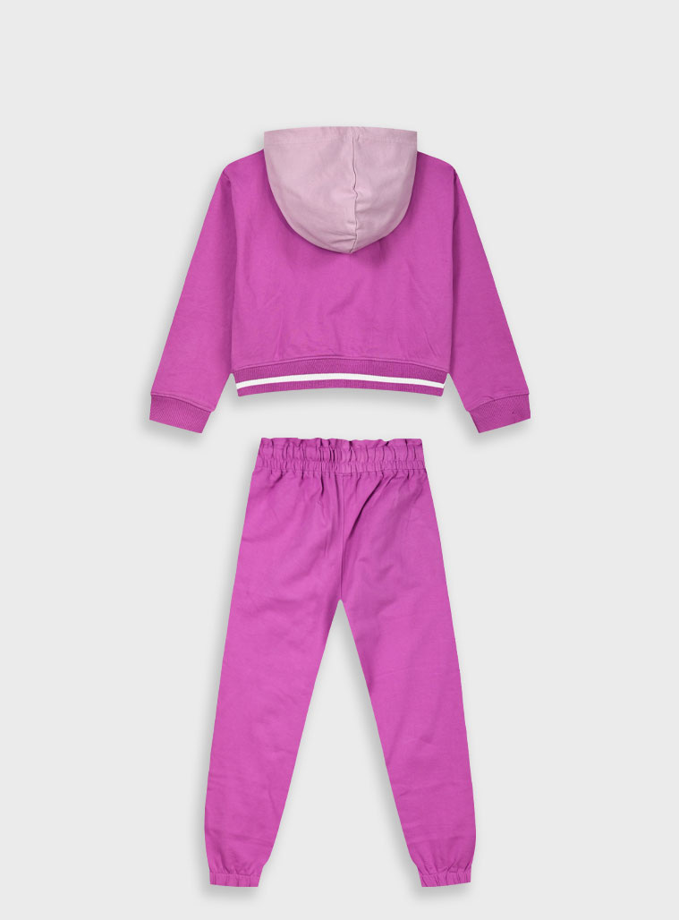 Fleece tracksuit set with print for girls | DAHLIA Fleece tracksuit set with print for girls | DAHLIA