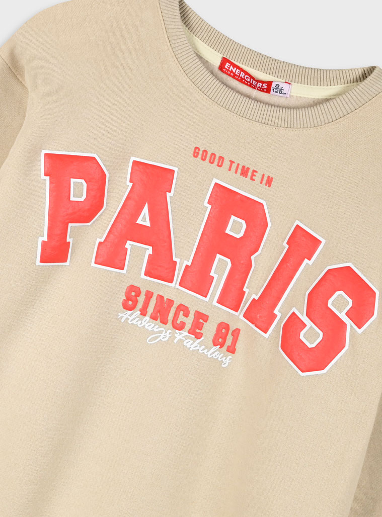 Fleece tracksuit set with print for girls | BLACK Fleece tracksuit set with print for girls | BLACK